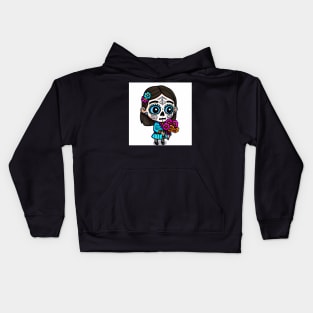 sugar skull flower girl Kids Hoodie